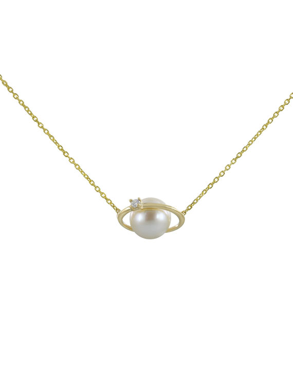Perla Halo 14K yellow gold necklace image number 1