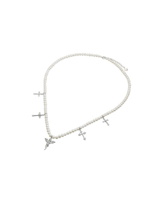 Pearl fifth crussex 14k white gold necklace image number 1