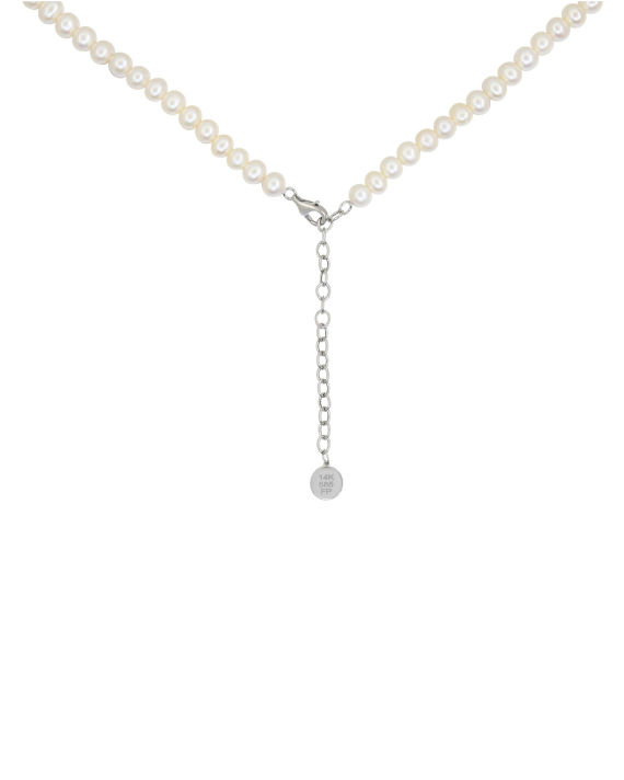 Pearl fifth crosse 14k white gold necklace image number 3