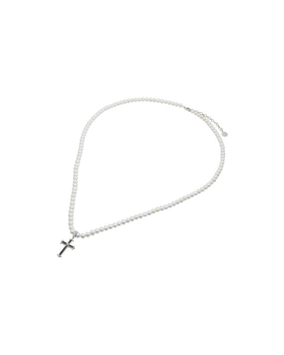 Pearl crosse 14k white gold necklace image number 1
