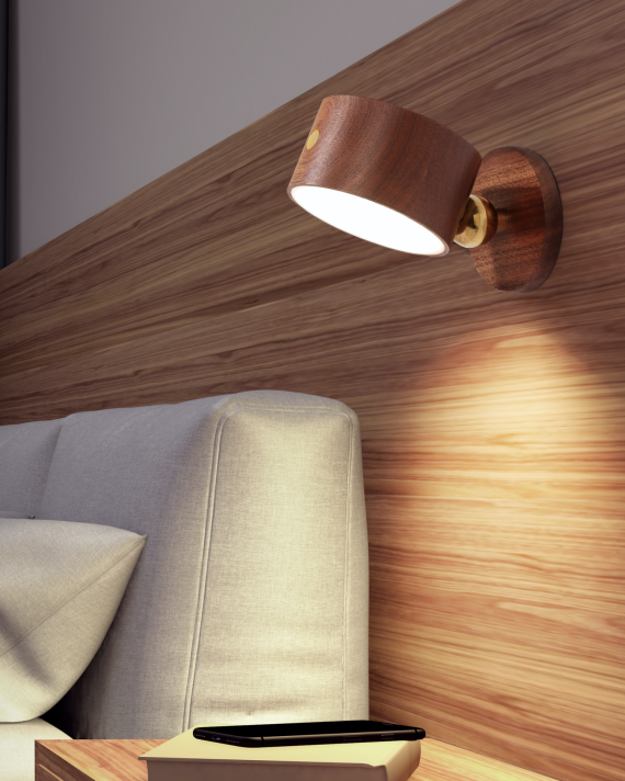 Moxxa Sol | Rechargeable Wooden Led Wall Lamp - Light image number 1