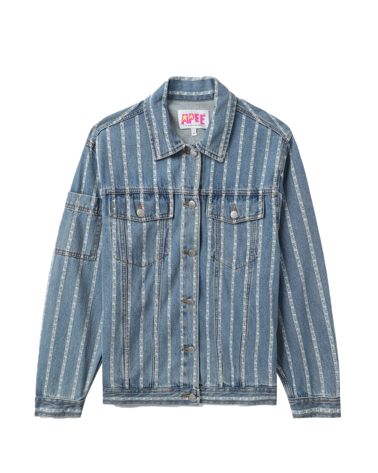 Shop Striped denim jacket Online | BAPE