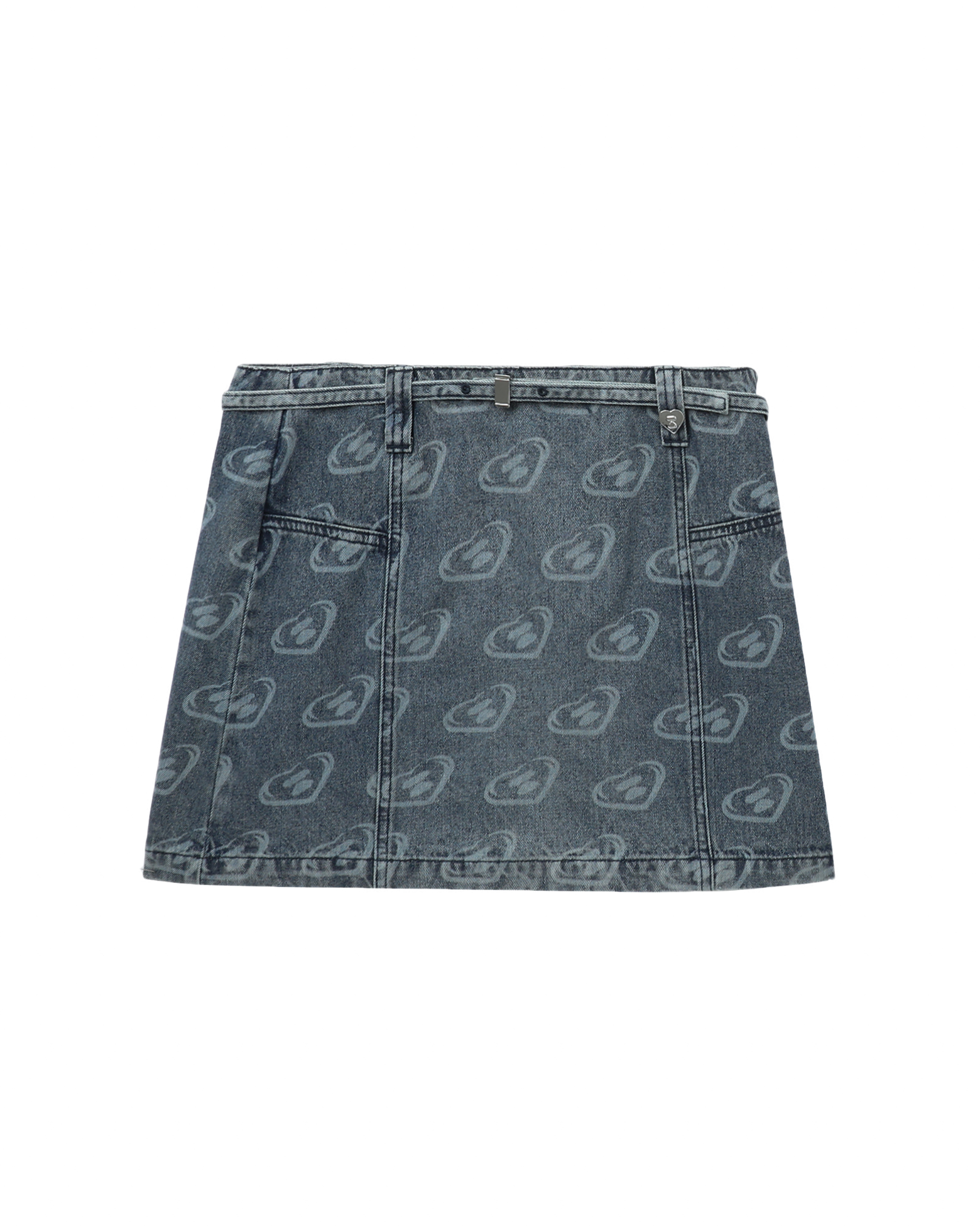 Shop Moonface patterned belted mini skirt Online | BAPE 