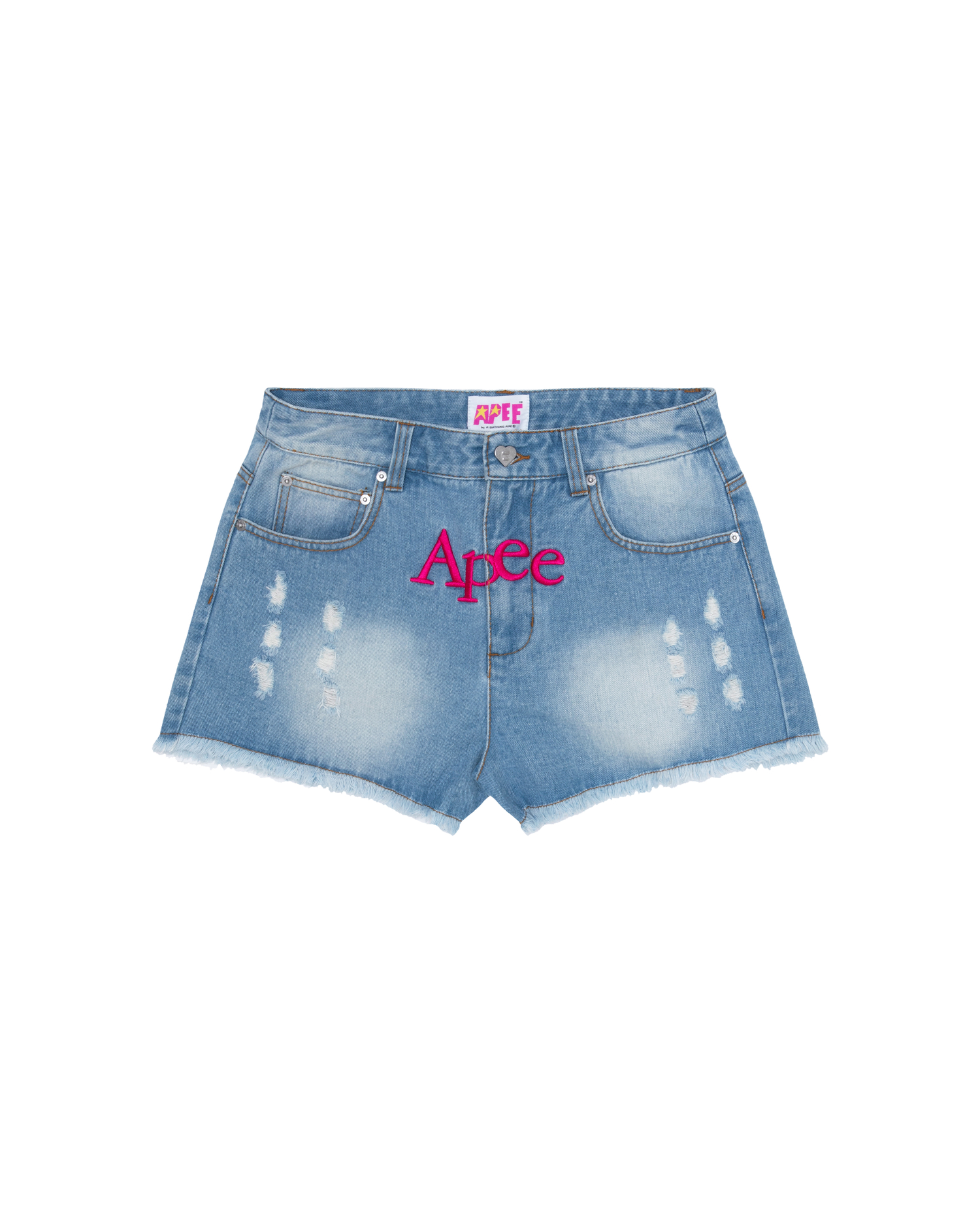 Shop Logo denim shorts Online | BAPE