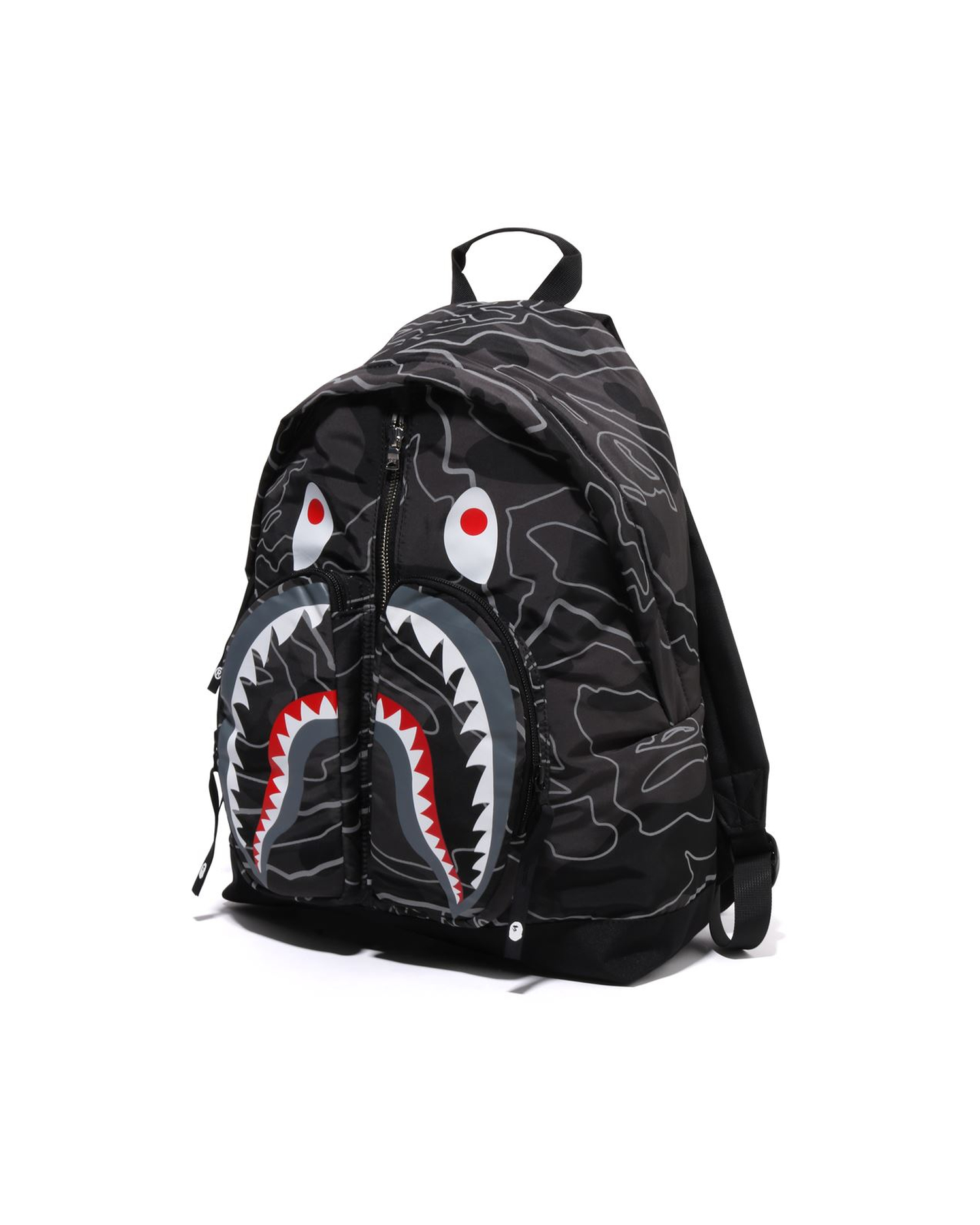 BAPE: Green Layered Line Camo Shark Backpack