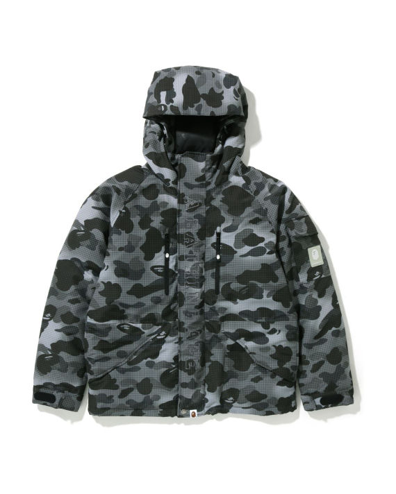 Grid Camo Relaxed Fit Hoodie Down Jacket image number 0