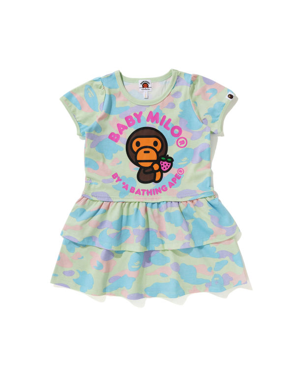 Pastel Multi Camo Frill one piece dress