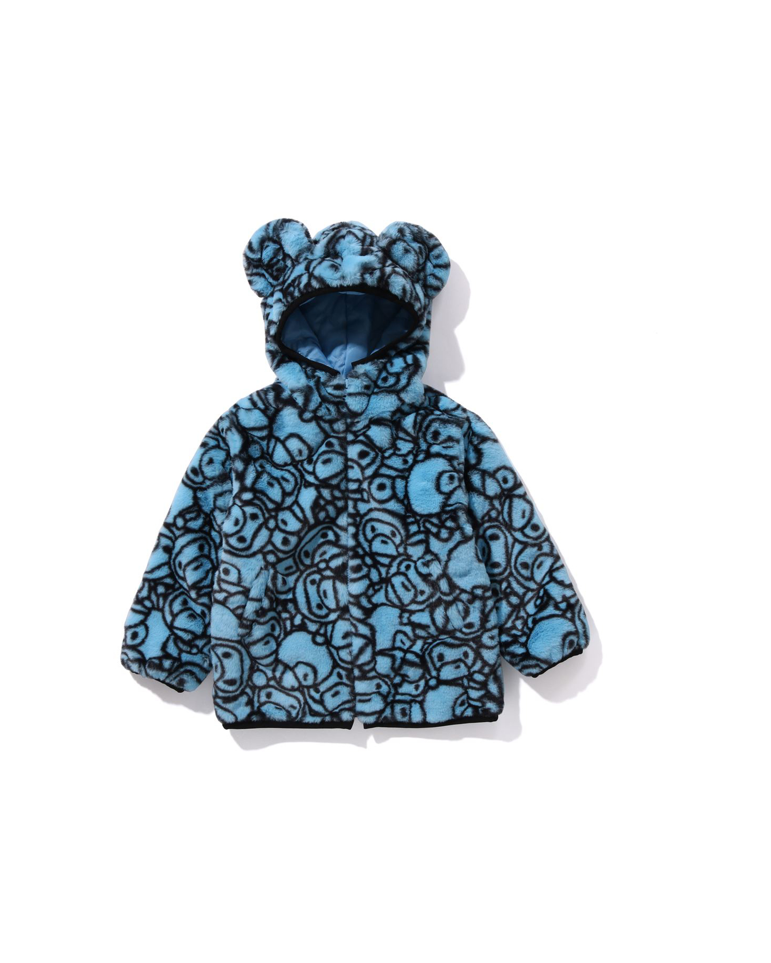 Shop Kids All Baby Milo Faux Fur Bear Ear Hoodie Jacket Online | BAPE