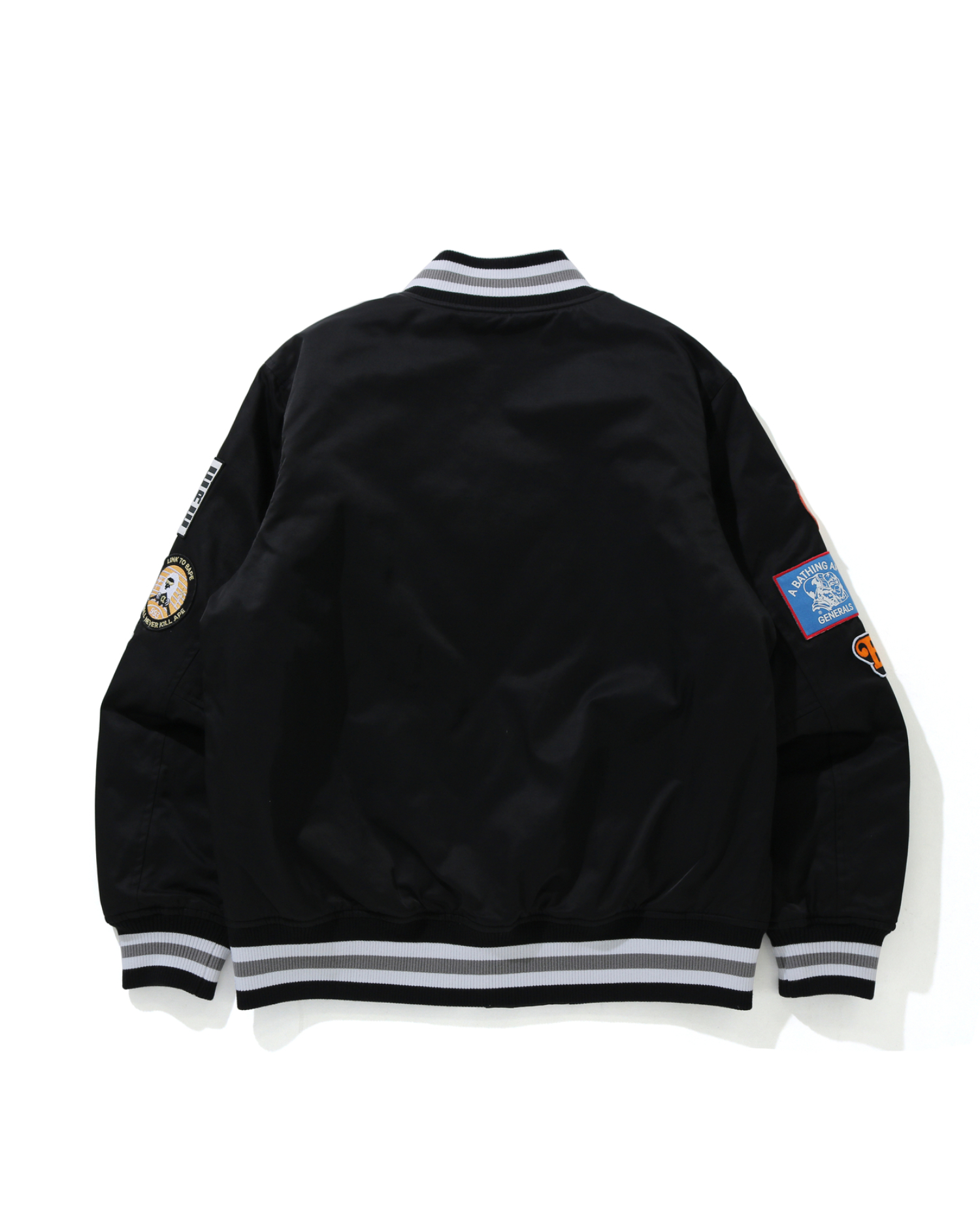 Shop Archive Patch Puffer Nylon Varsity Jacket Online | BAPE