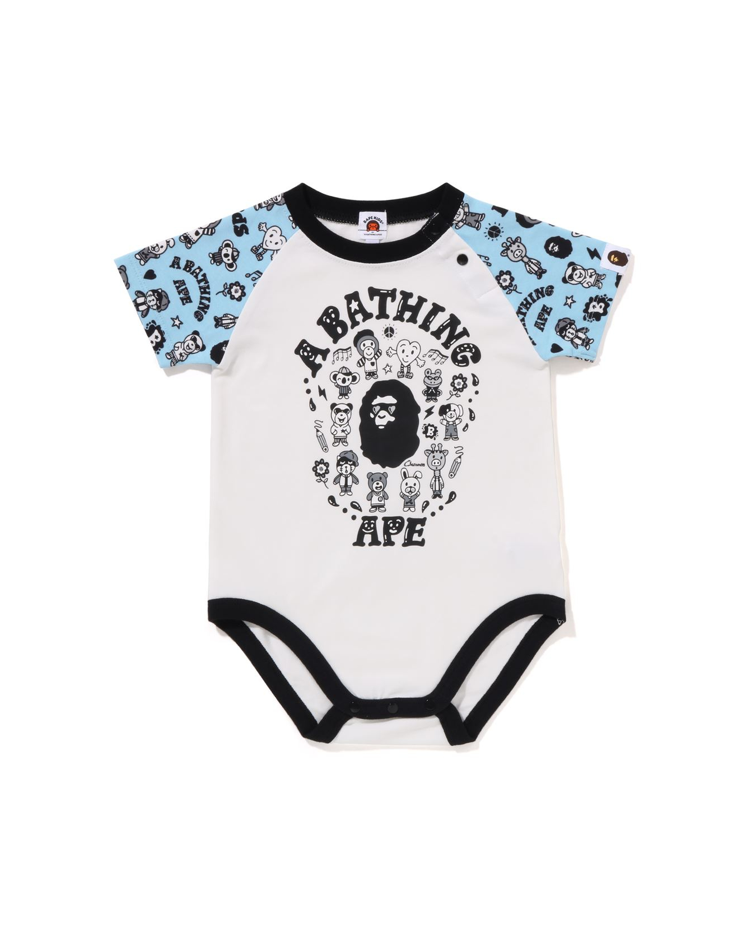 A BATHING APE® Baby BAPE KIDS® X Chocomoo Milo Friends Bodysuit