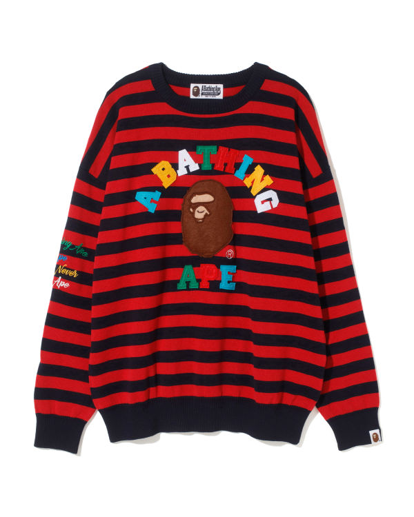 College applique hoop knit sweater