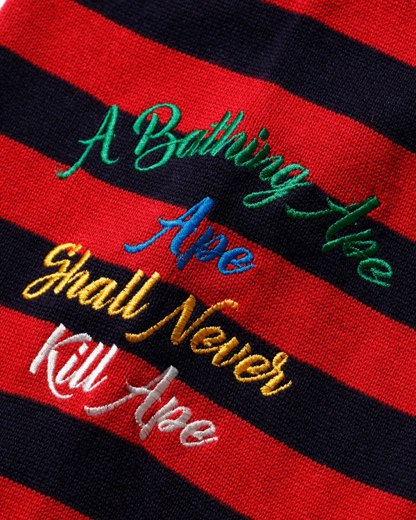 College applique hoop knit sweater