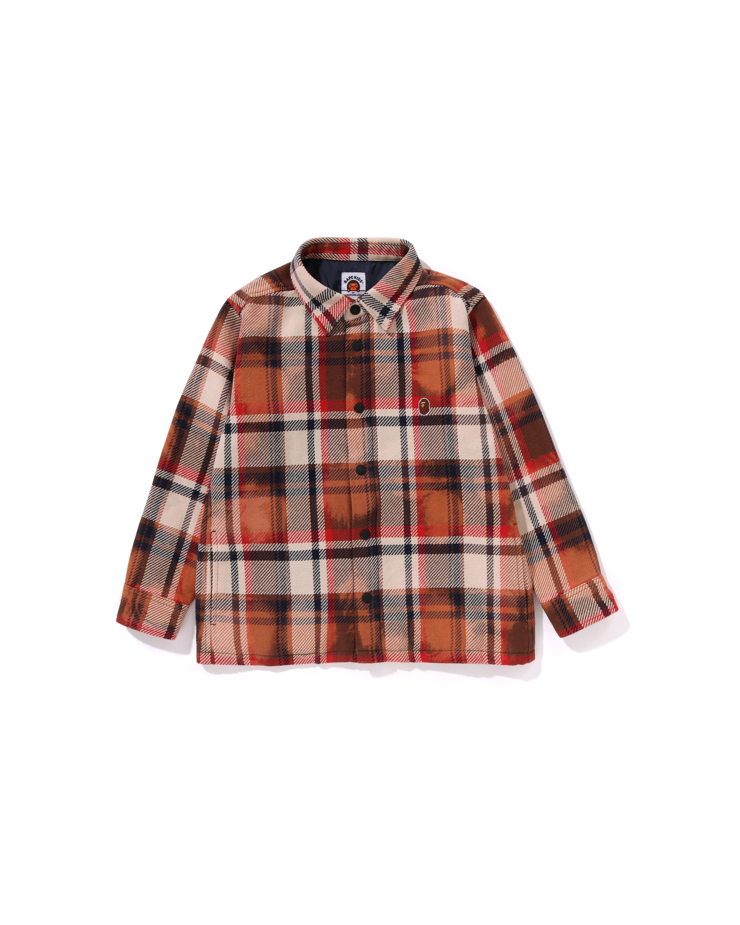 Shop Kids Bleached BAPE Check Shirt Jacket Online | BAPE