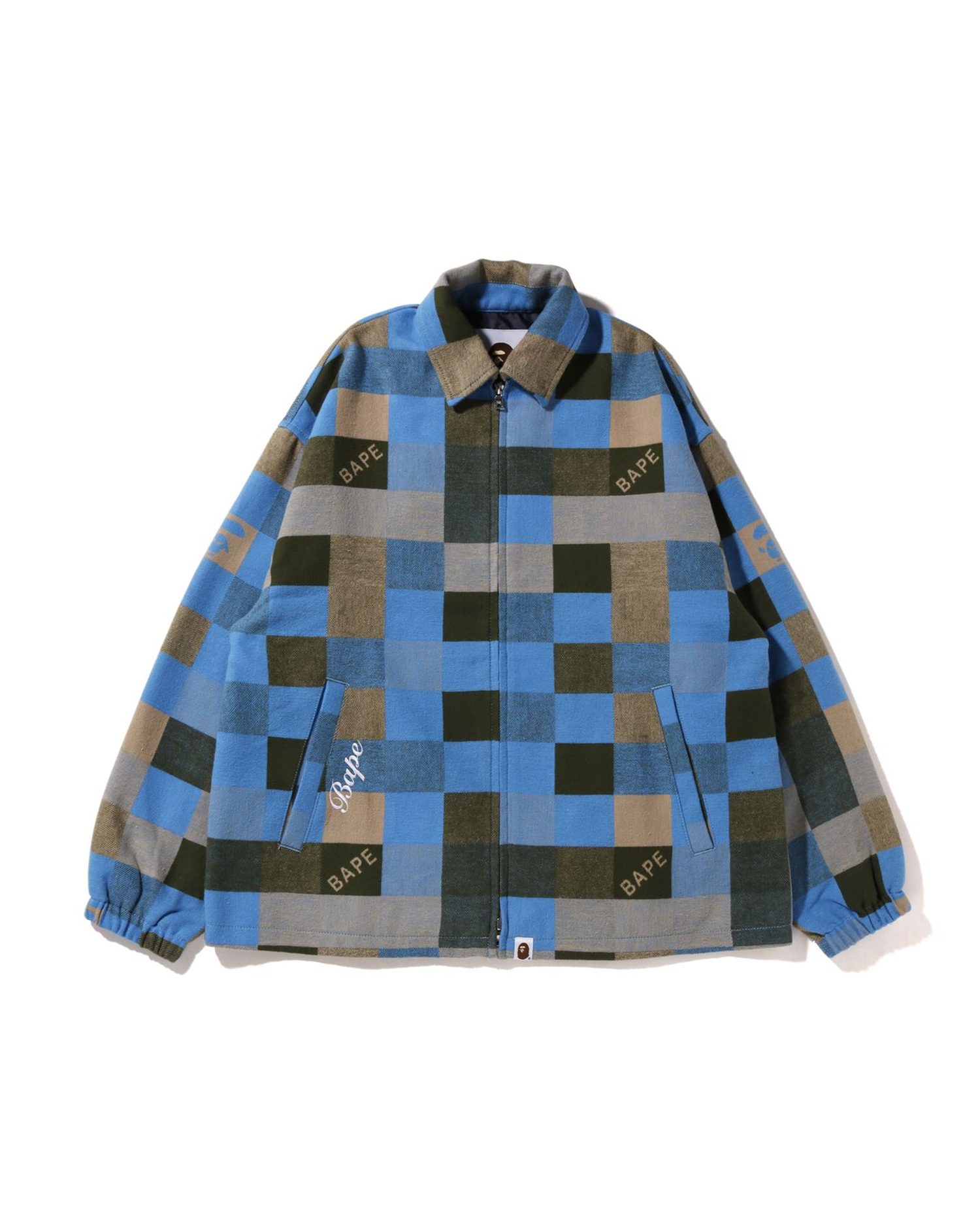 Shop BAPE Patched Block Check Zip Jacket Online | BAPE