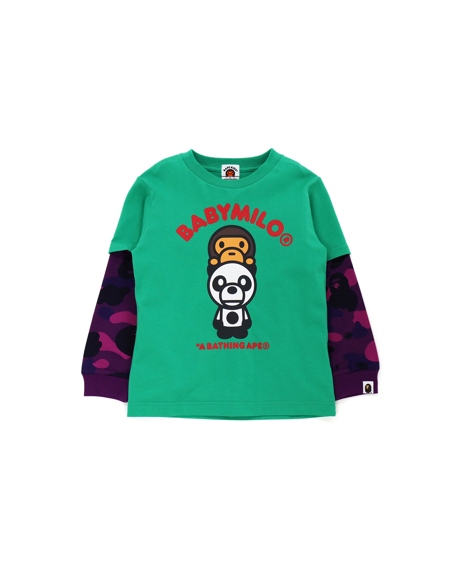 Shop Color Camo Baby Milo Panda Layered Long Sleeve Tee Online | BAPE