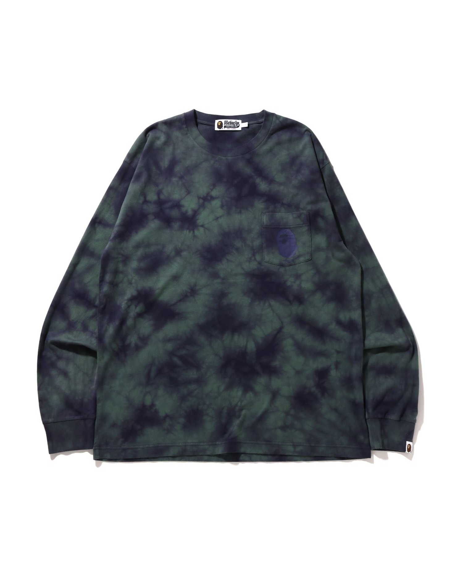 Shop Tie Dye One Point Pocket Relaxed Fit L/S Tee Online | BAPE
