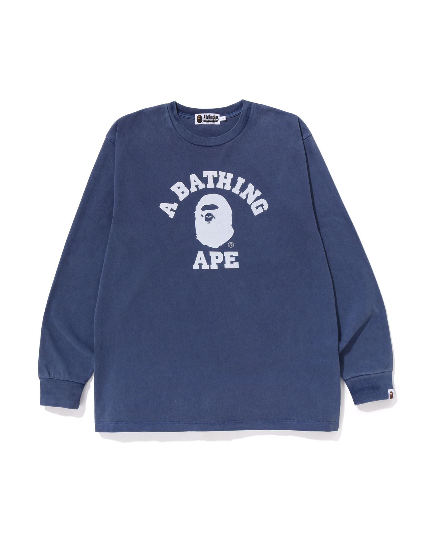 Shop Overdyed College Relaxed Fit L/S Tee Online | BAPE