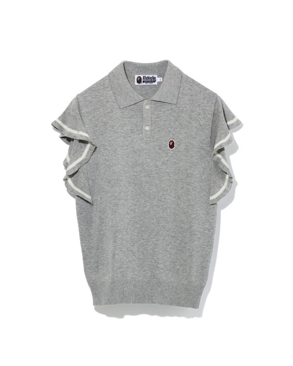 Flare Sleeve Knit Polo top