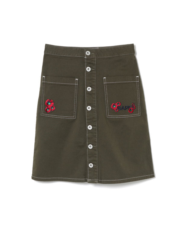 Flower logo buttoned skirt