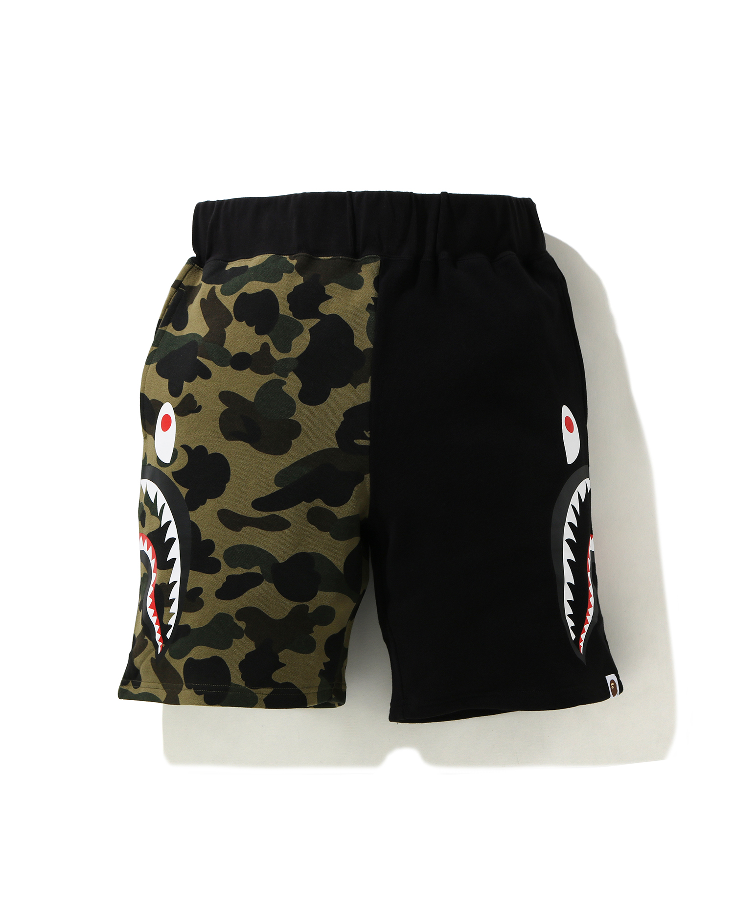 Shop 1st Camo Half Side Shark Sweat shorts Online | BAPE
