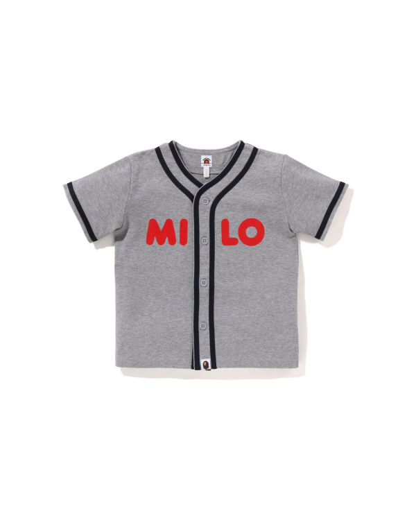 A BATHNIG APE BAPE KIDS BABY MILO BASEBALL SHIRT 2J30332002 White / Gray  NEW