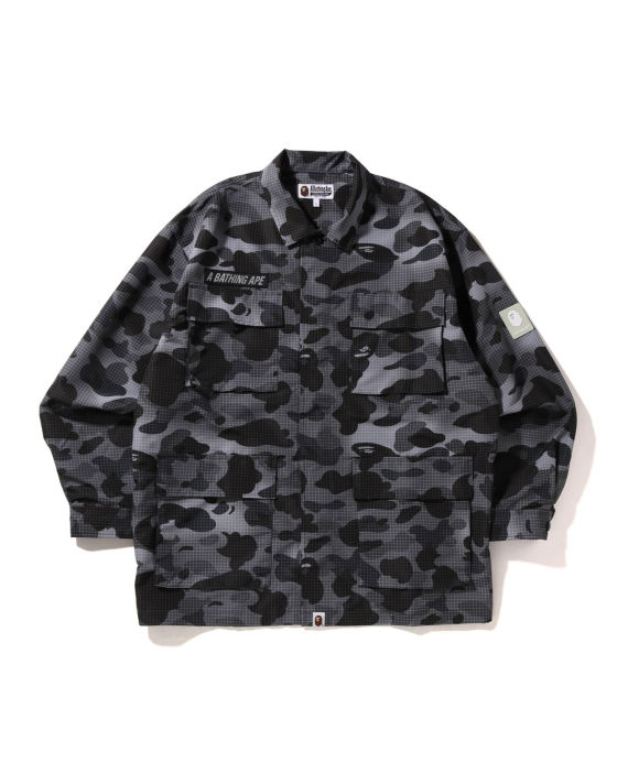 Grid Camo Relaxed Fit Military Shirt image number 0