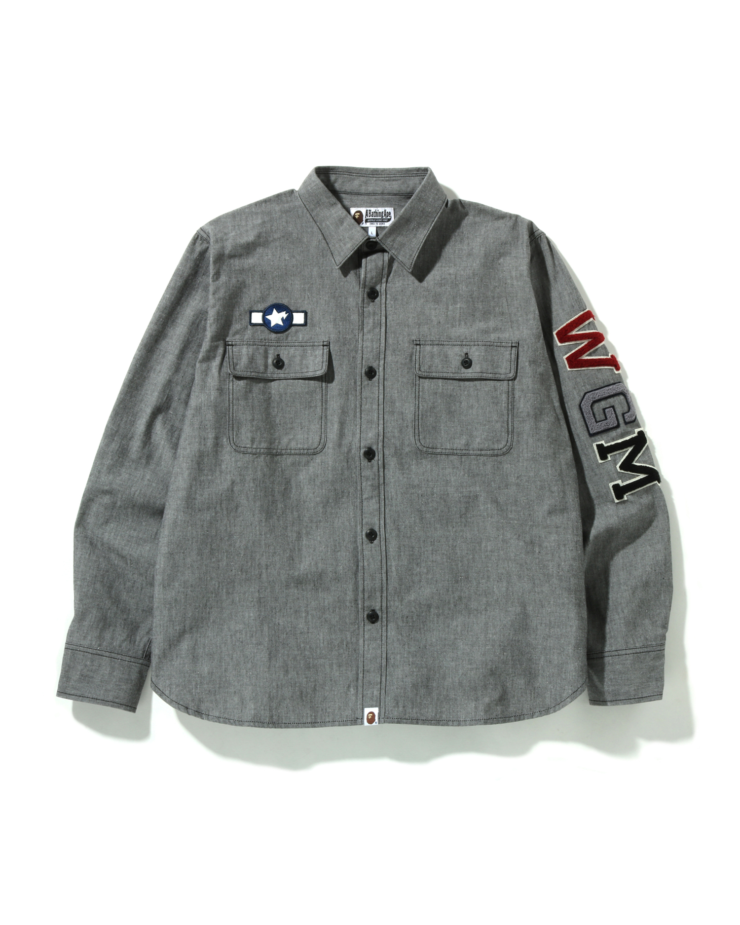 Shop Busy Shark Chambray Relaxed Fit Shirt Online | BAPE