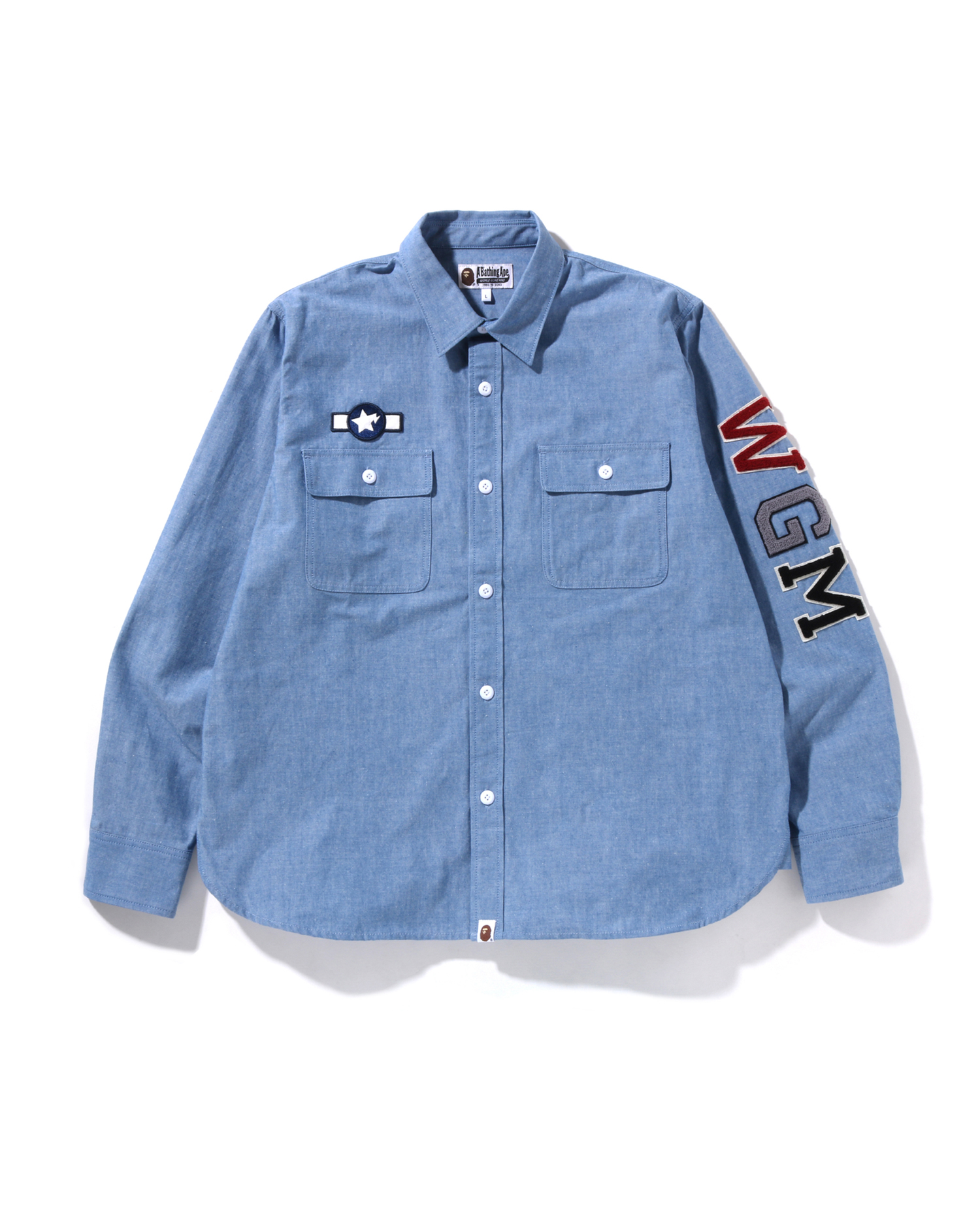 Shop Busy Shark Chambray Relaxed Fit Shirt Online | BAPE