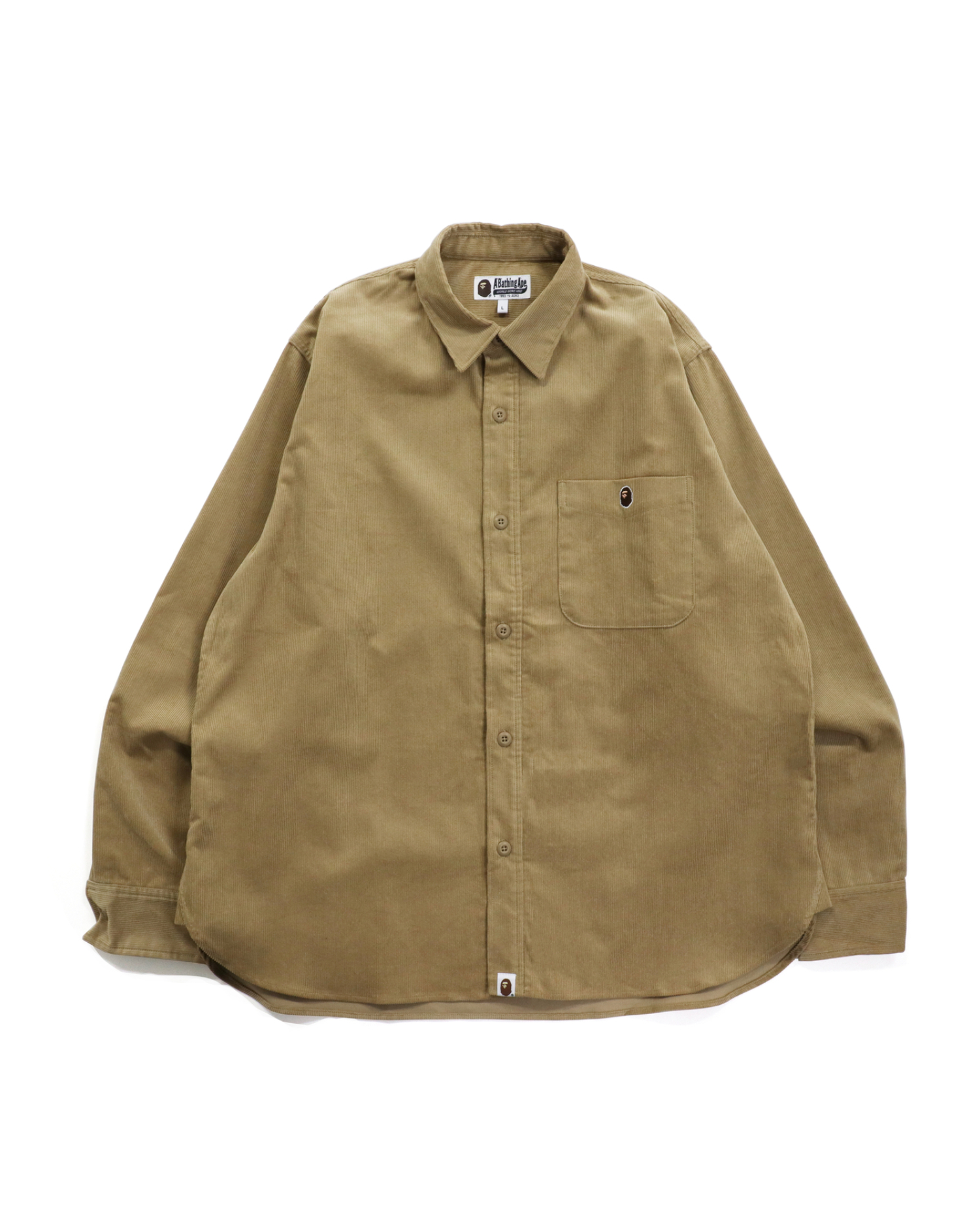 Shop Ape Head One Point Corduroy Relaxed Fit Work Shirt Online | BAPE