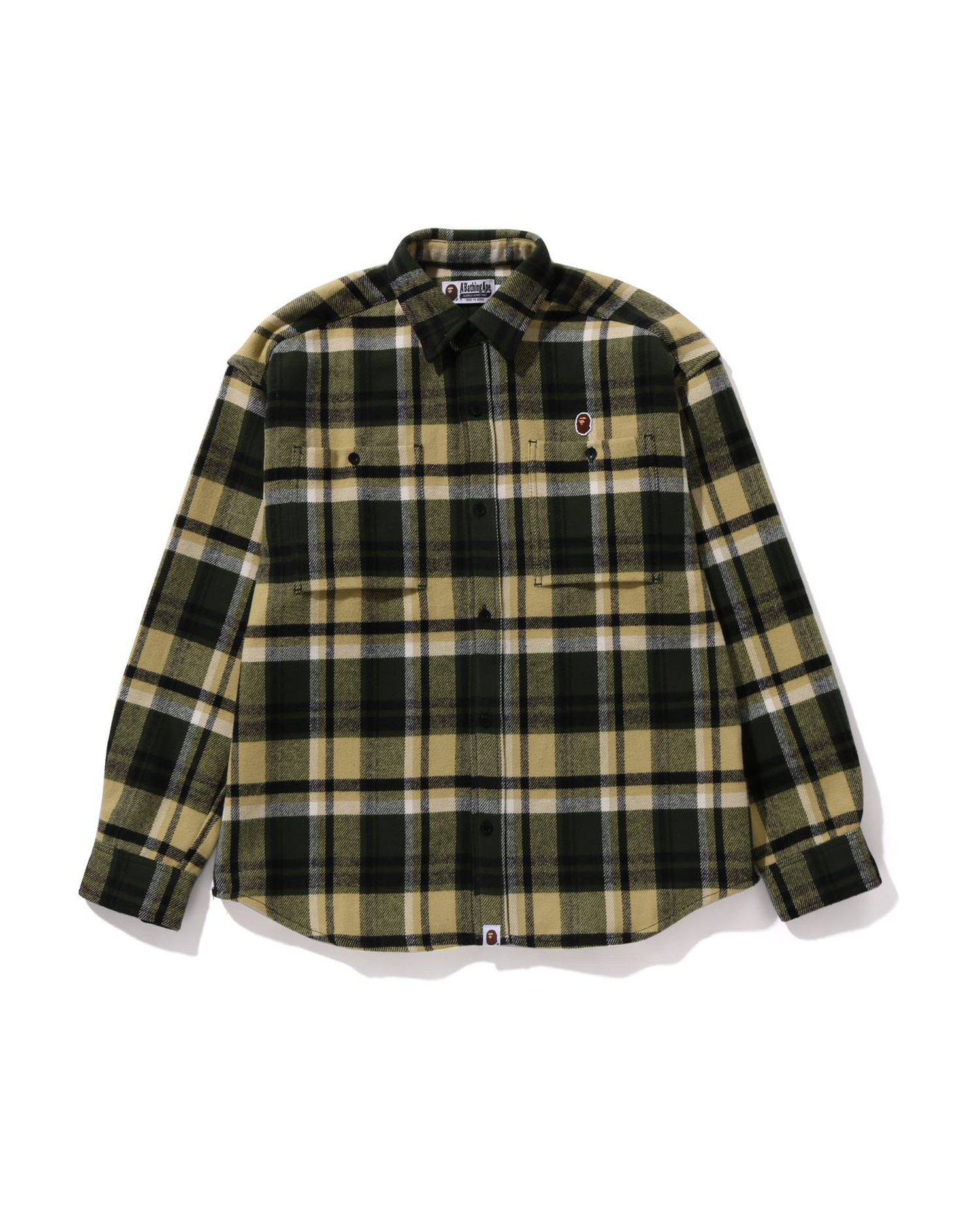 Shop BAPE Check Ape Head One Point Flannel Shirt Online | BAPE