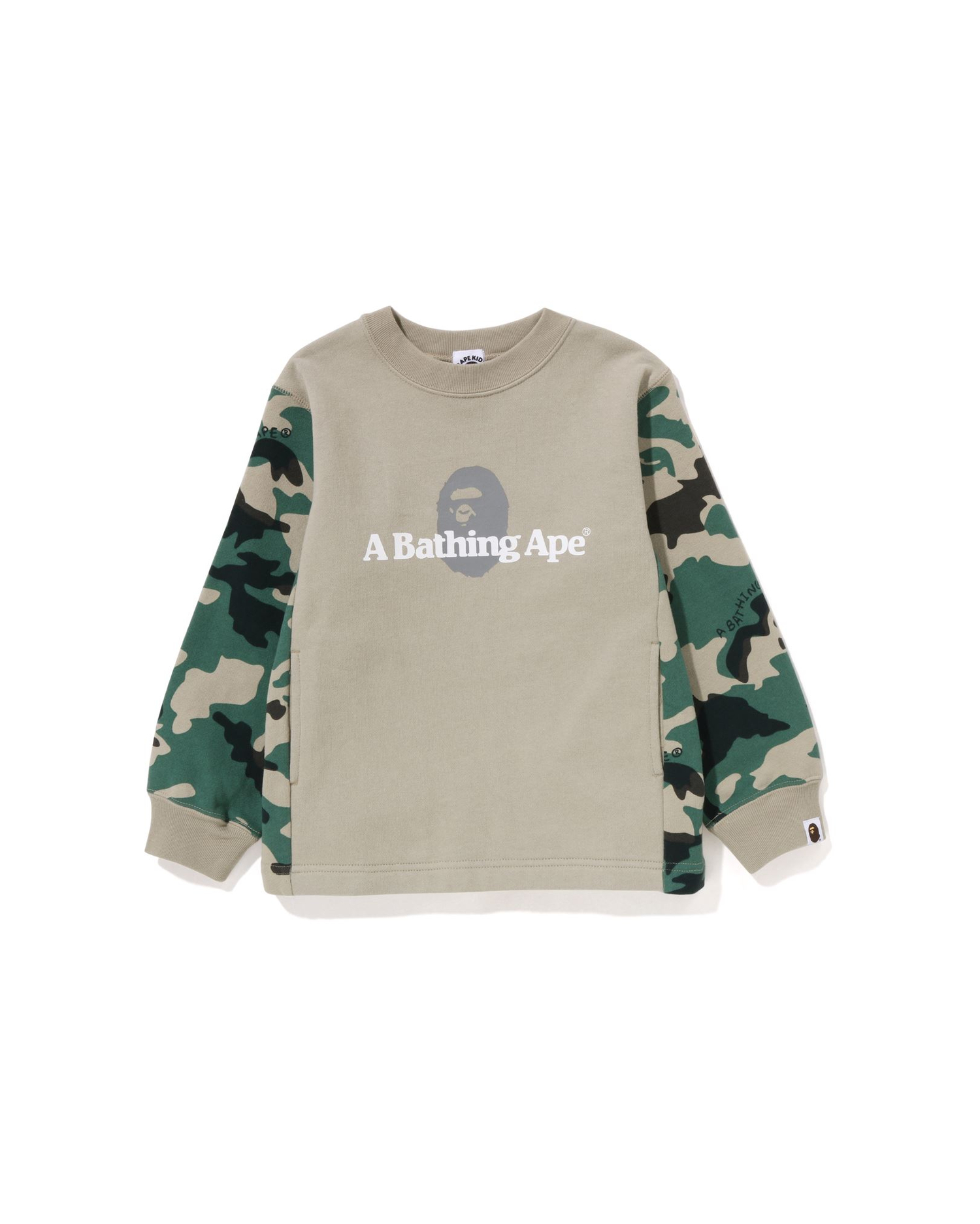 Shop Kids Woodland camo color block sweatshirt Online | BAPE