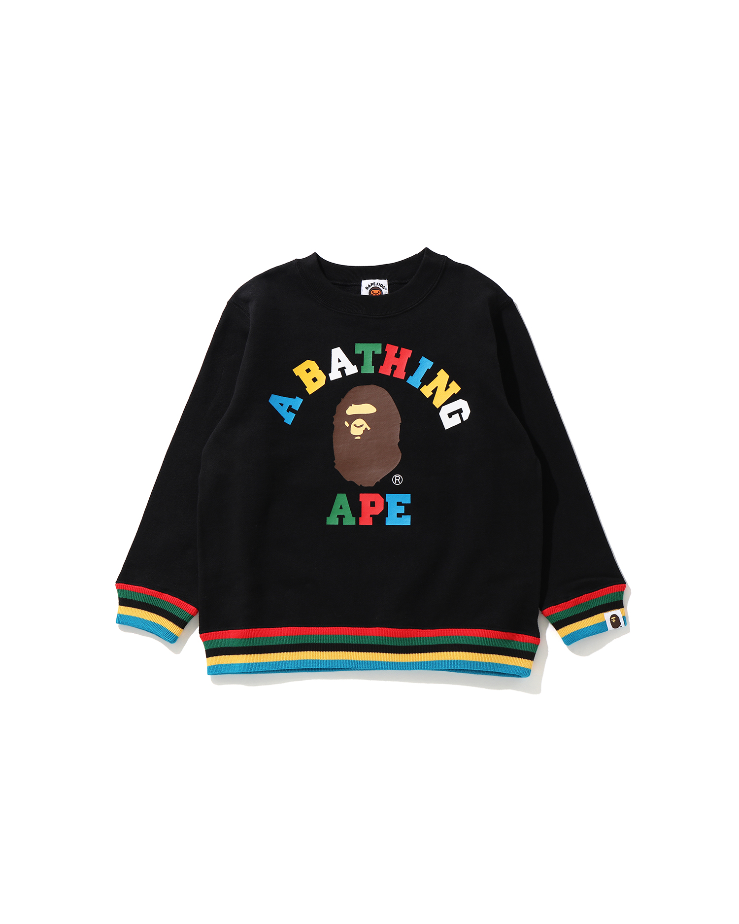 Shop College Line Rib Crew neck sweatshirt Online | BAPE