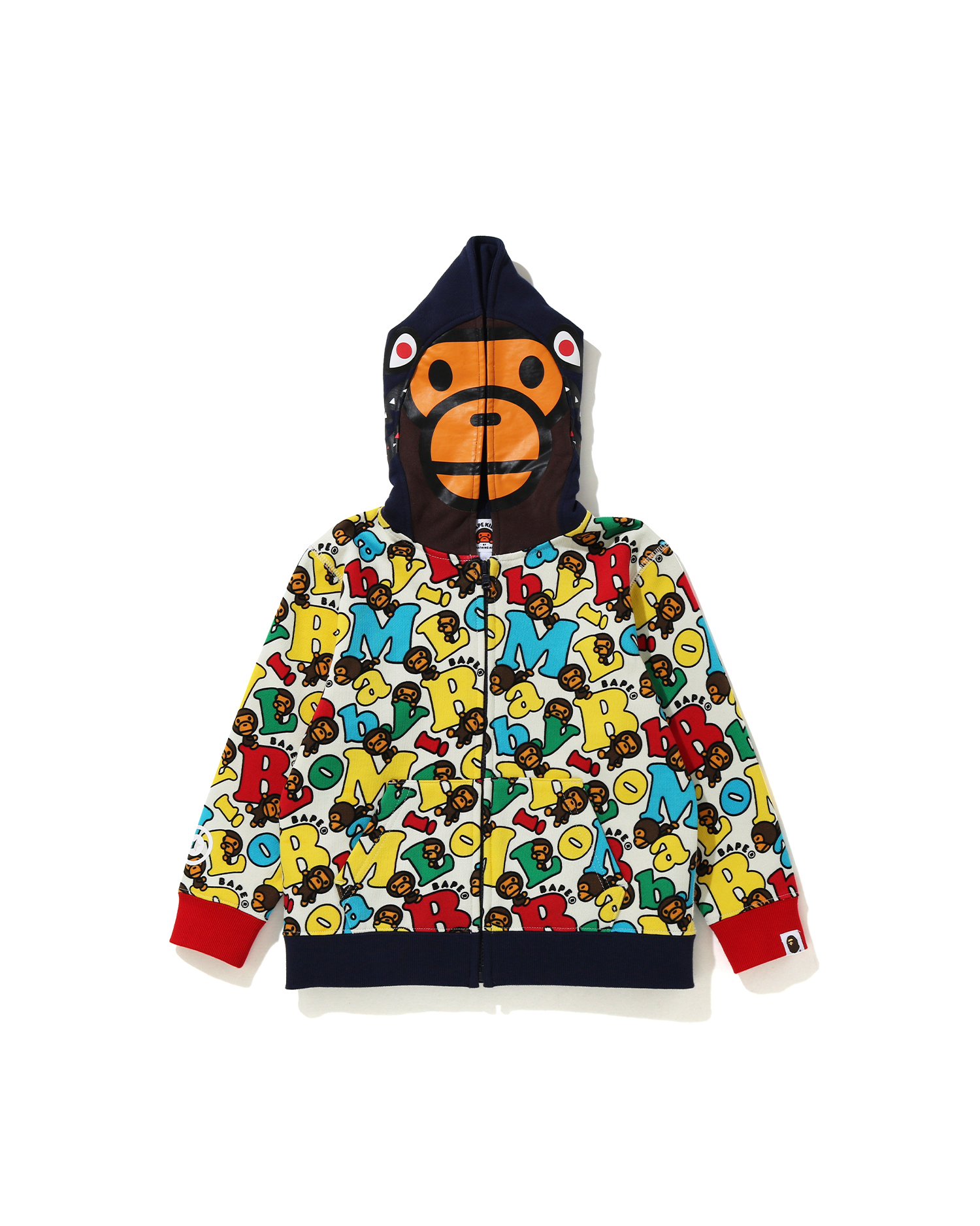 Shop Baby Milo Alphabet Milo Shark zip hoodie Online | BAPE