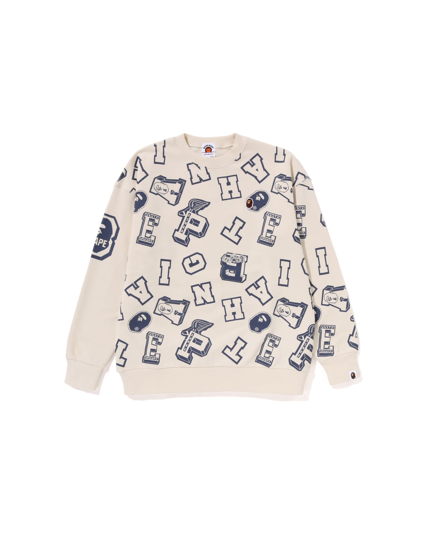 Kids College Logo Pattern Loose Fit Crewneck Jr