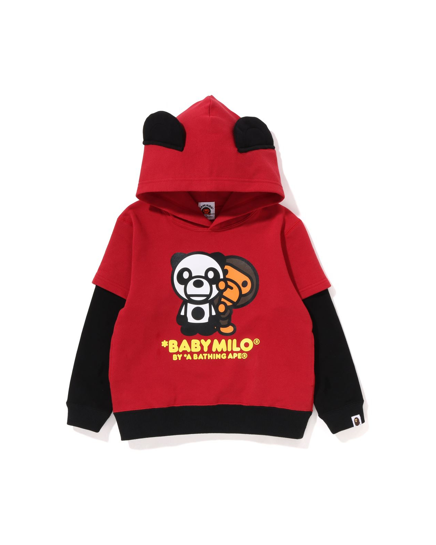 Shop Kids Baby Milo Panda Layered Pullover Hoodie Online | BAPE