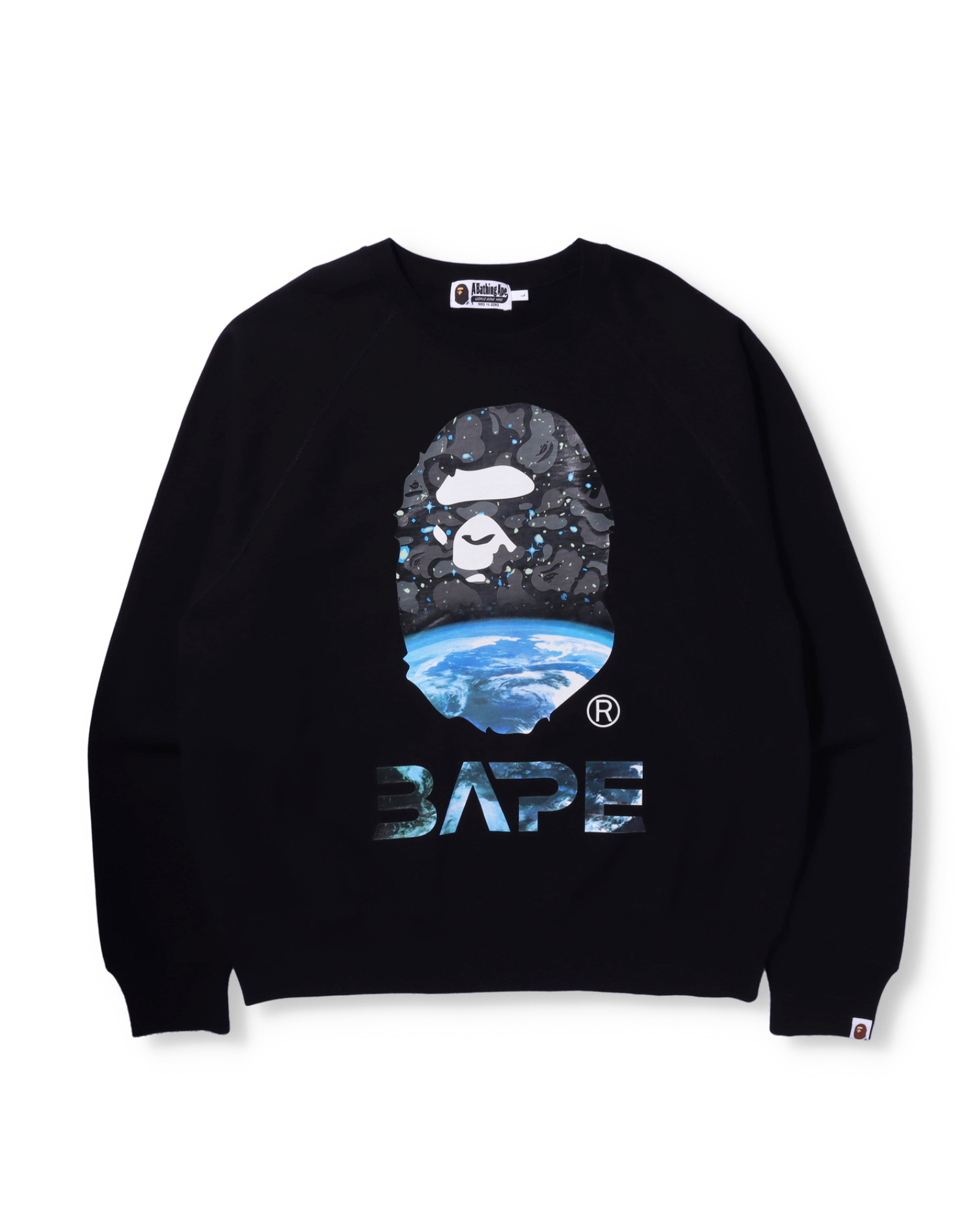 Shop Space Camo Ape Head Loose Fit Crewneck Sweatshirt Online | BAPE