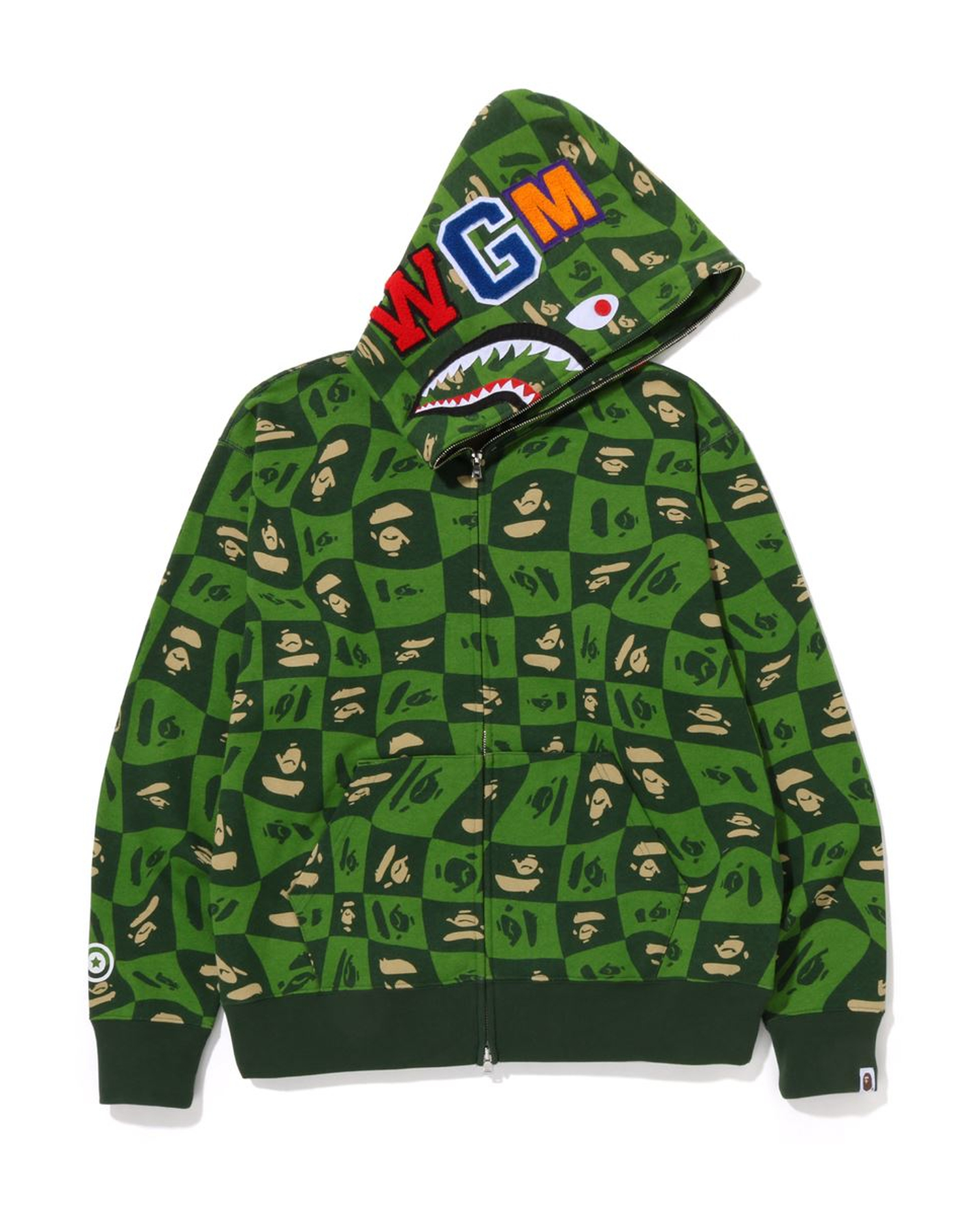 Shop BAPE Distortion Shark Relaxed Fit Full Zip Hoodie Online | BAPE