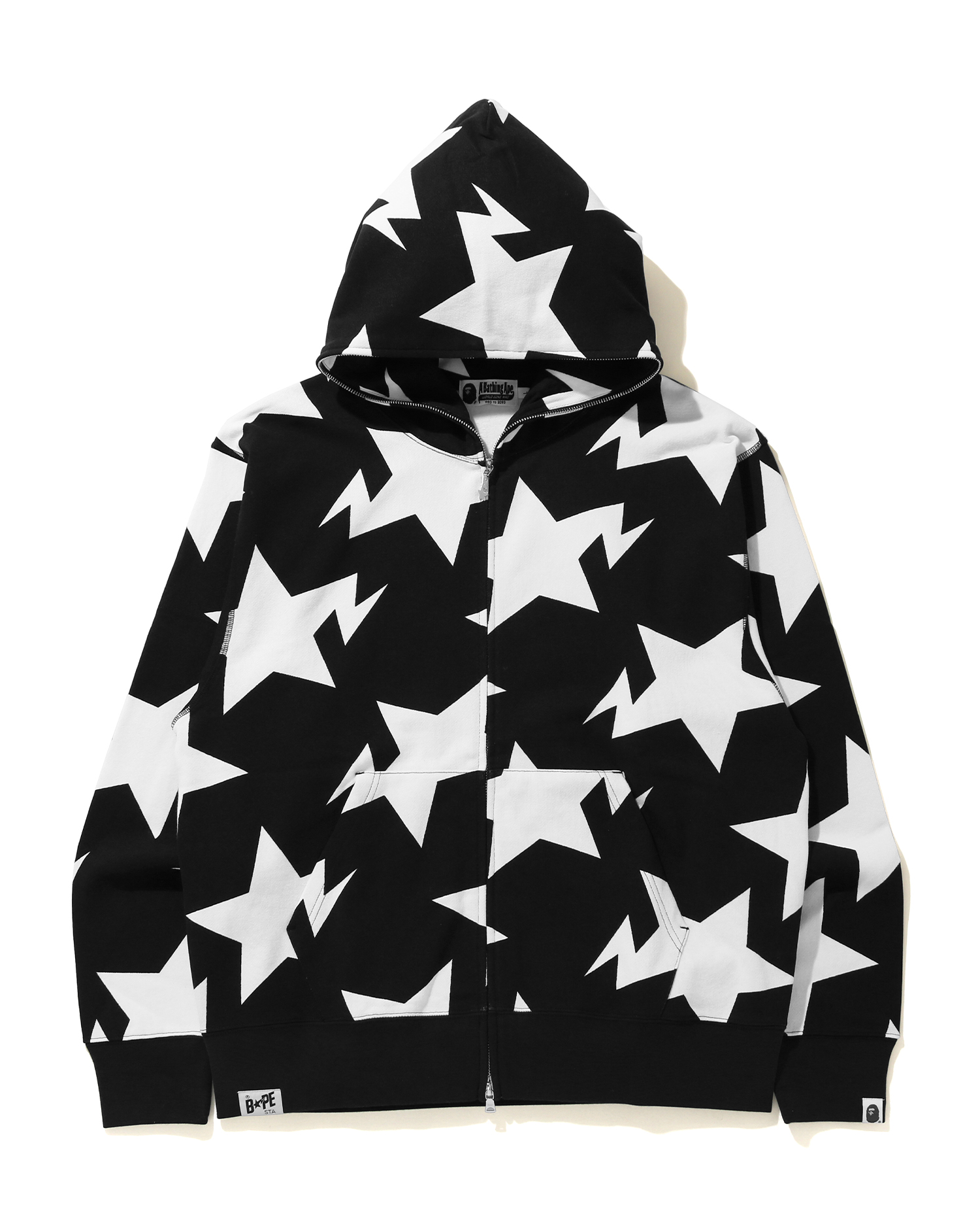 Shop Relaxed Sta Pattern Full Zip hoodie Online | BAPE