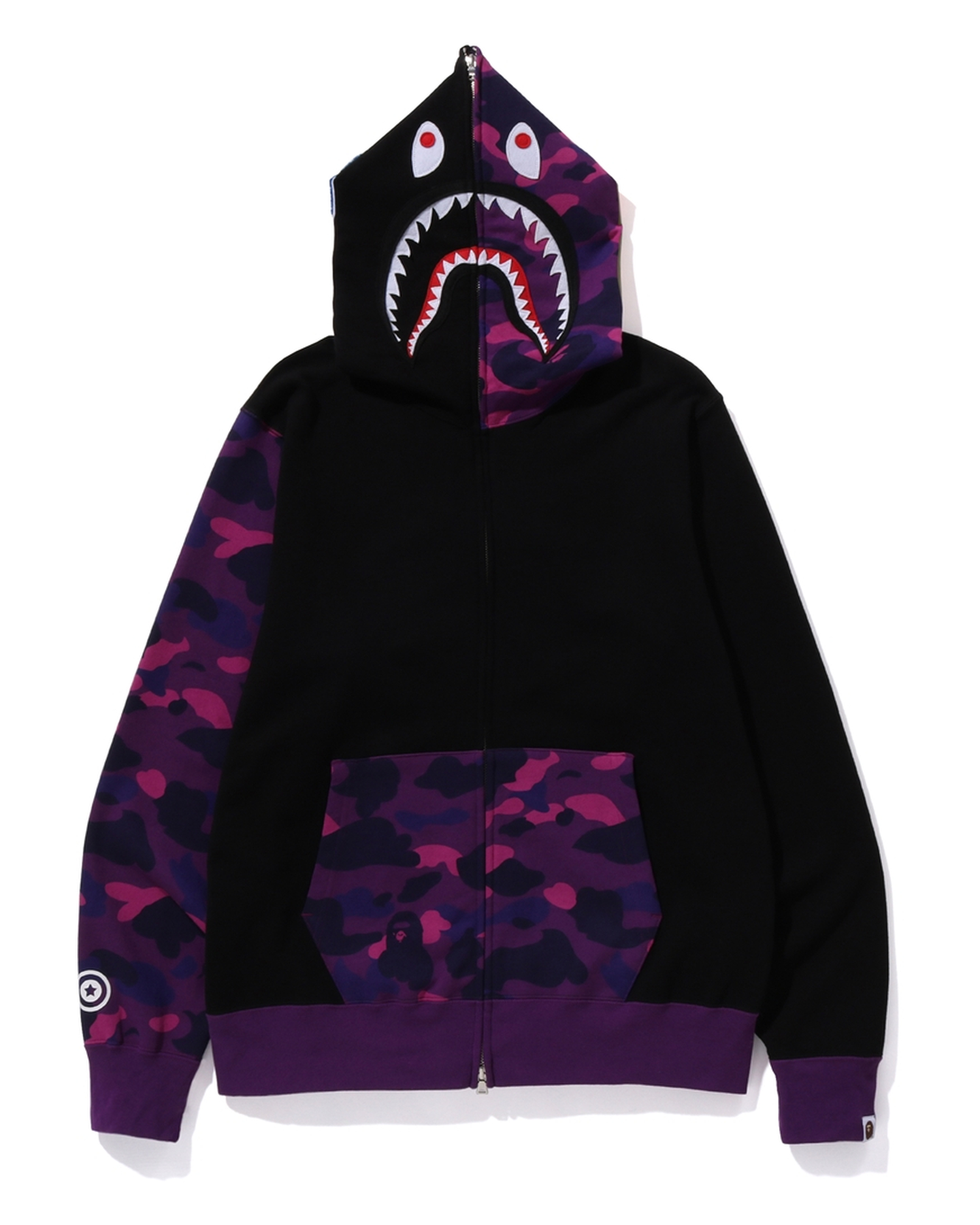 Black and shop purple bape hoodie