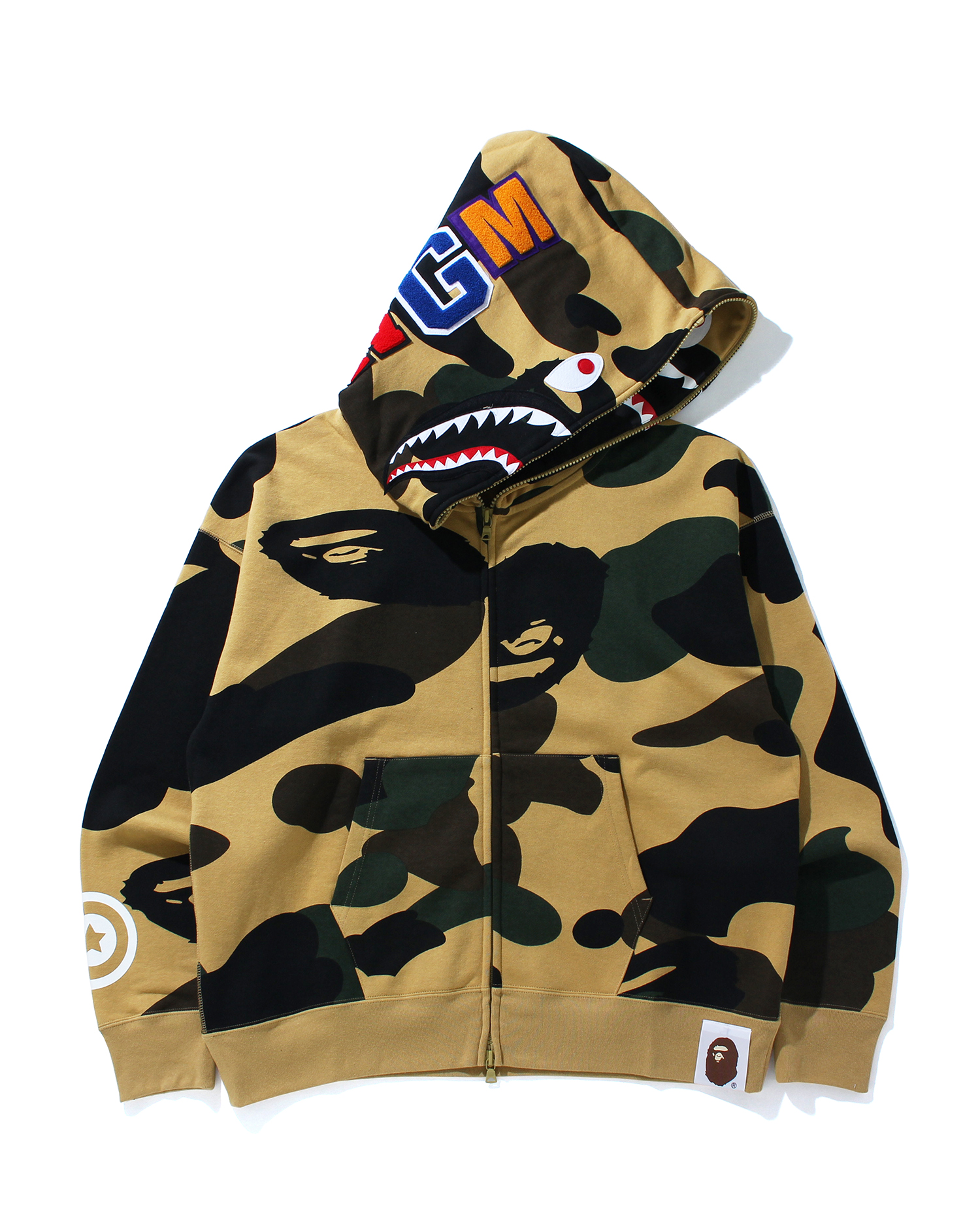 Shop Giant 1st Camo Shark Loose zip hoodie Online | BAPE