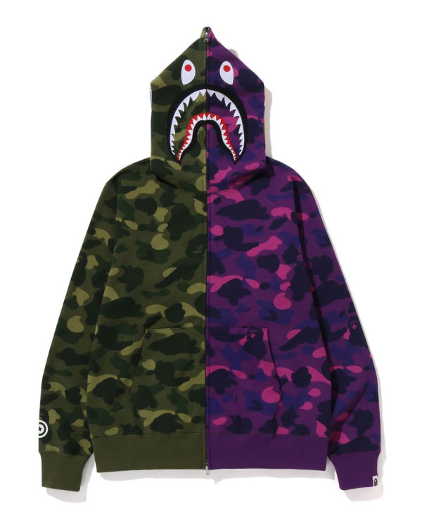 BAPE Purple camo shark zip hoodie jacket A Bathing Ape Size M