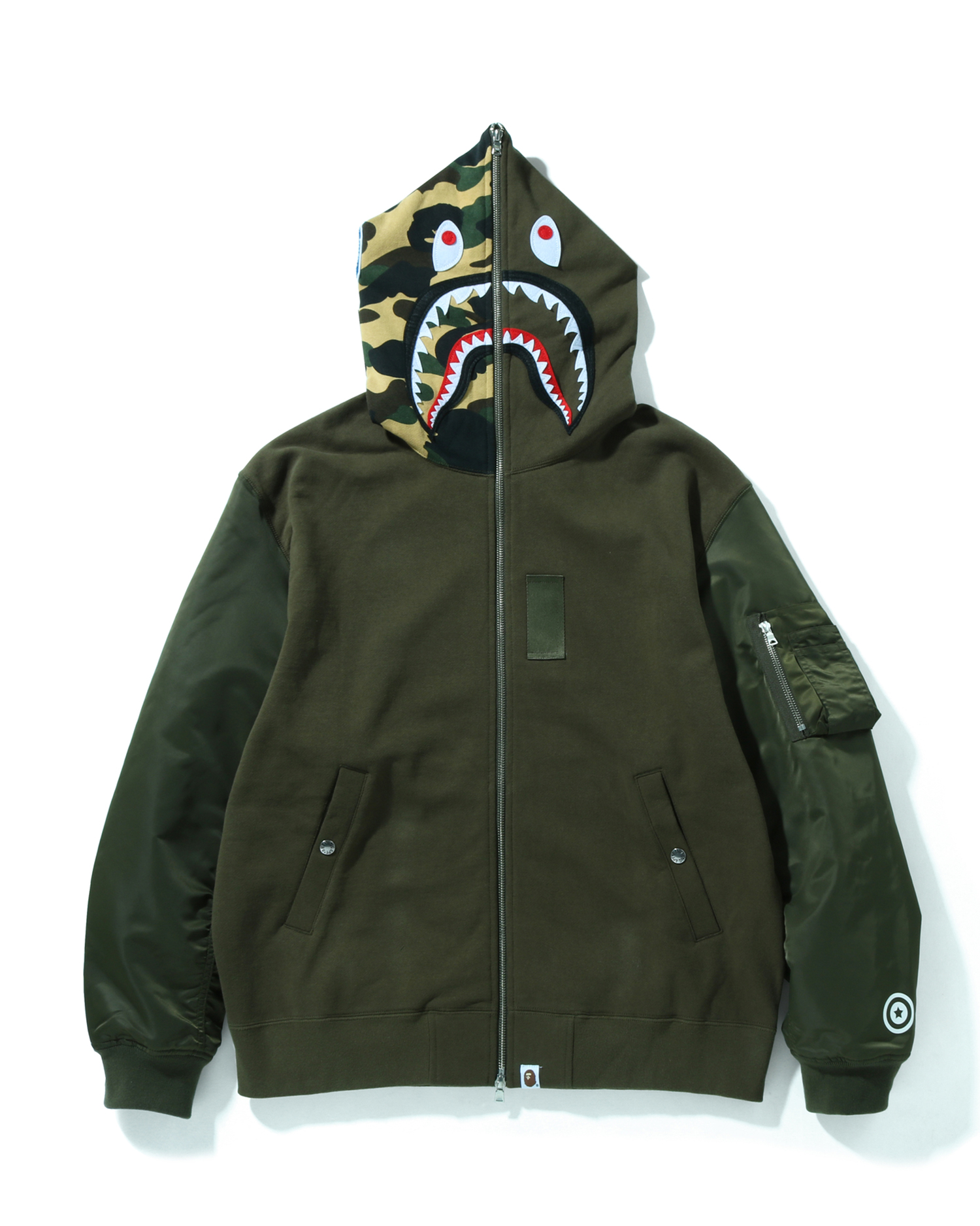 A BATHING APE® Military Shark Relaxed Fit Full Zip Hoodie
