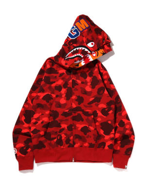 Bape A Bathing Ape Red Double Hooded Shark Hoodie