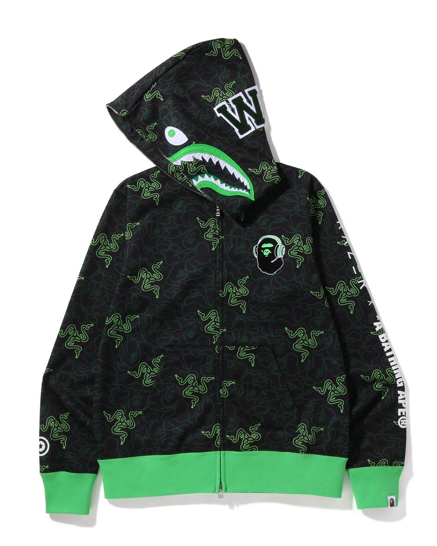 A BATHING APE® X Razer Neon Camo Shark Full Zip Hoodie| ITeSHOP