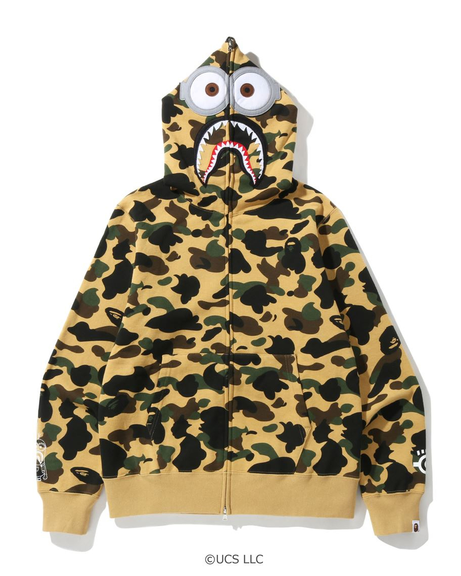 Shop X Minions 1st Camo Minions Shark Full Zip Hoodie Online | BAPE