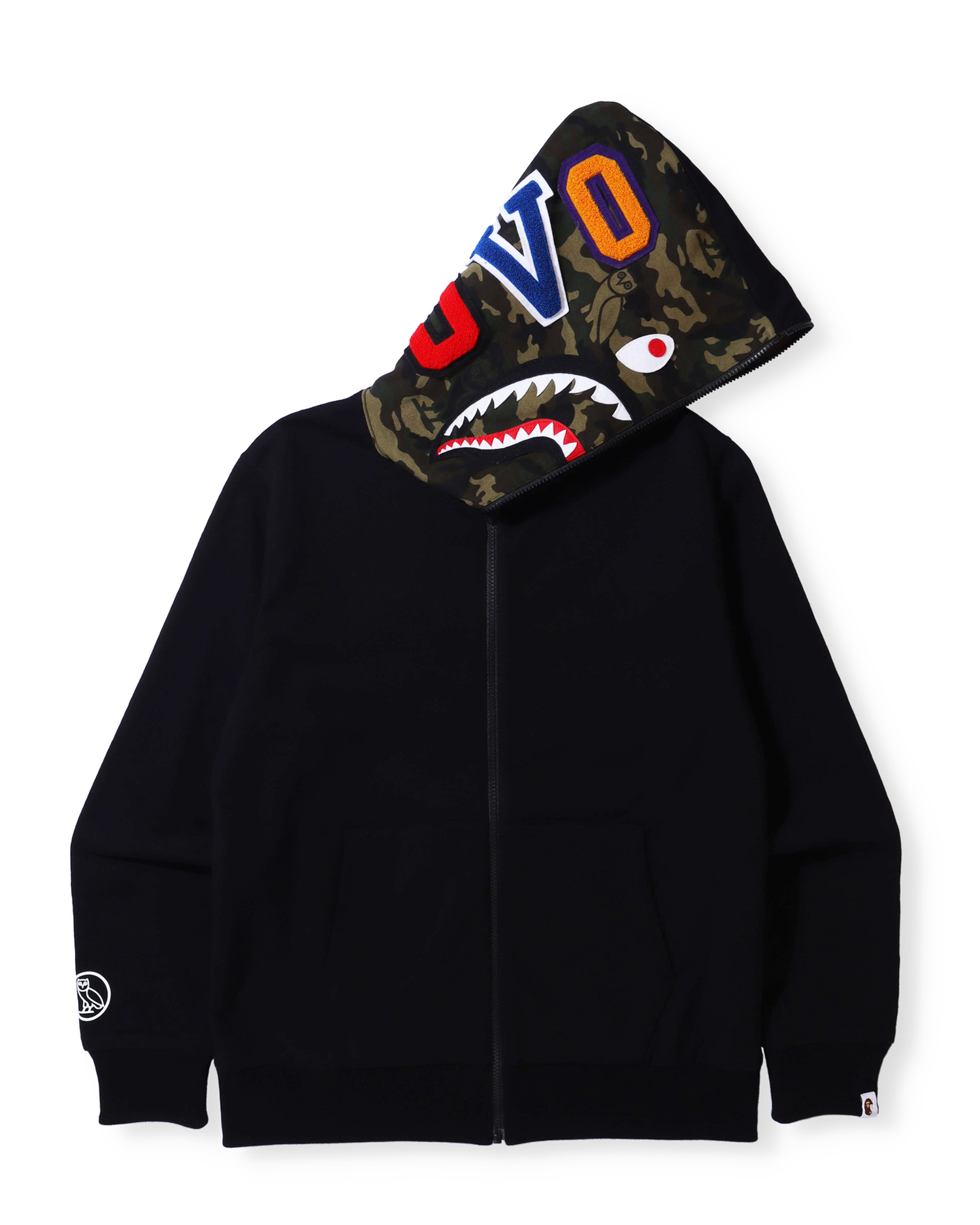 Shop Bape X OVO Woodland Camo Shark Reversible Full Zip Hoodie 