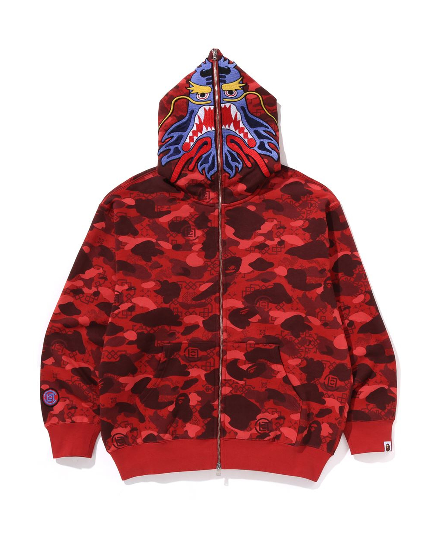 A BATHING APE® BAPE X Clot Camo Shark Relaxed Fit Full Zip Hoodie | ITeSHOP