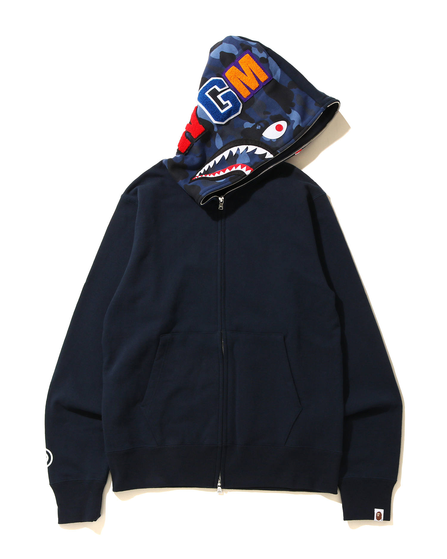 Shop Shark full zip hoodie Online | BAPE