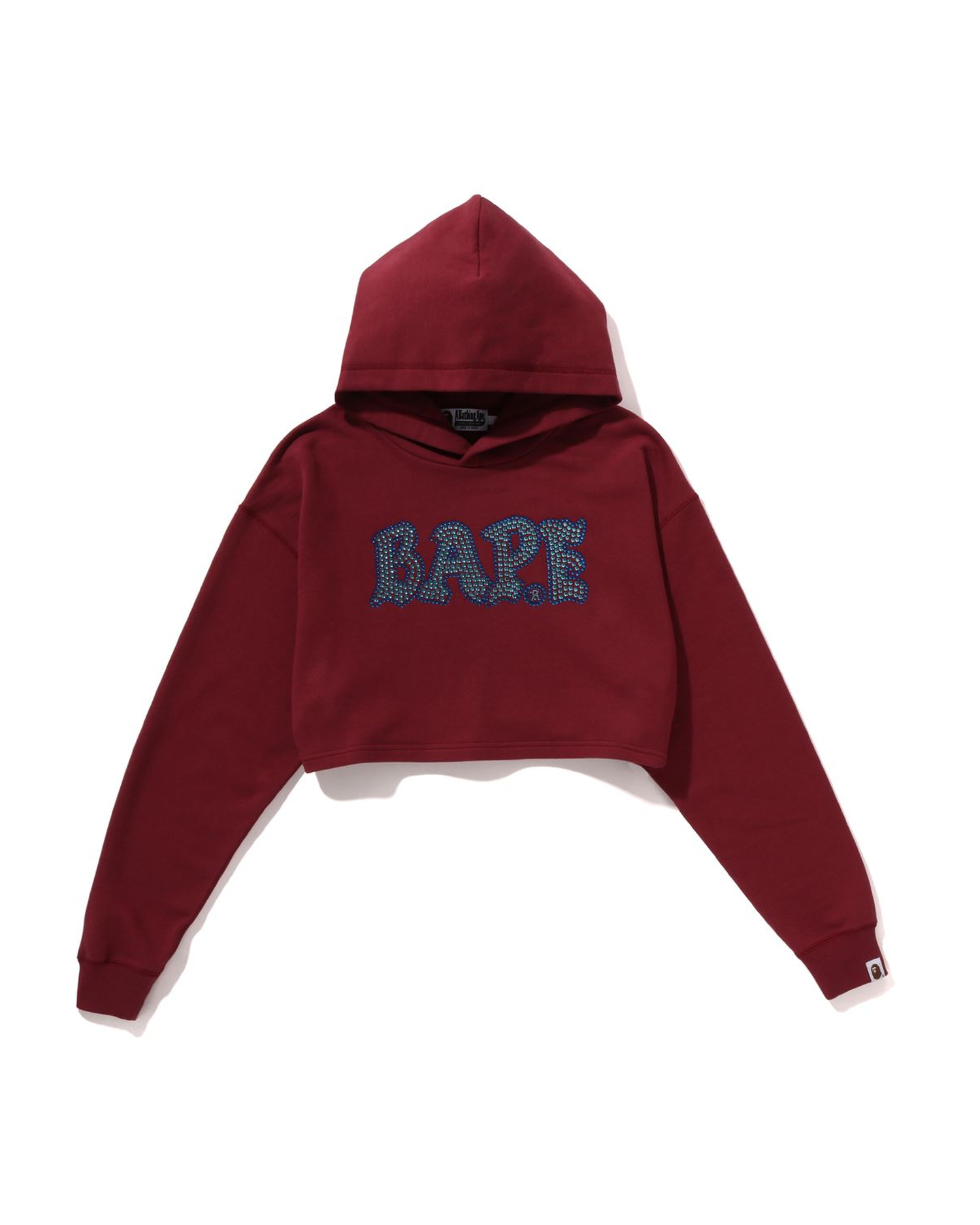 Shop Crystal Stone BAPE Cropped Pullover Hoodie Online | BAPE