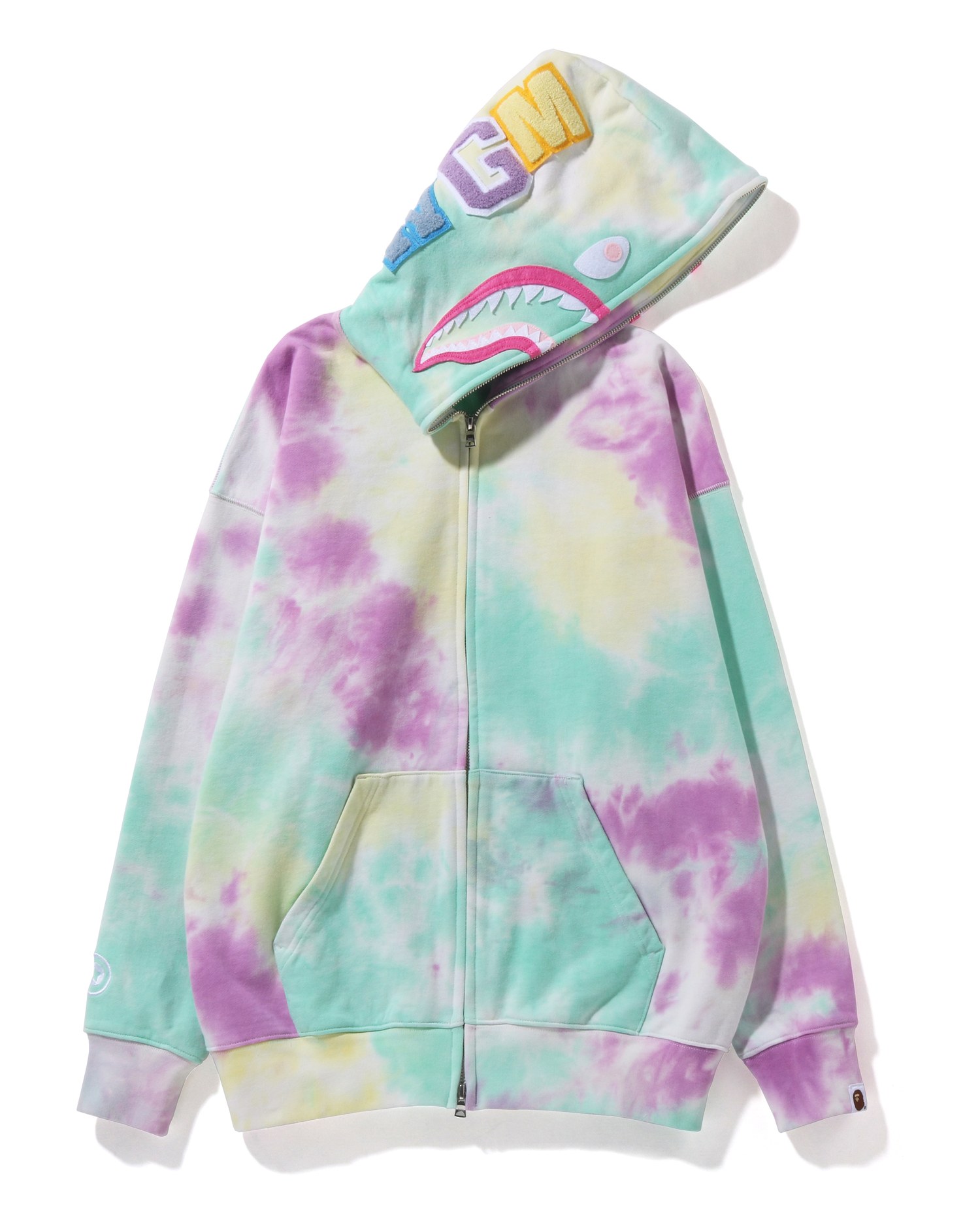 Shop Tie-Dye Shark Oversized Full Zip Hoodie Online | BAPE